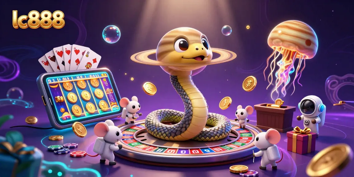 Engage with lc888 as tiny astronaut mice bet on a cosmic roulette wheel in this vibrant casino scene.