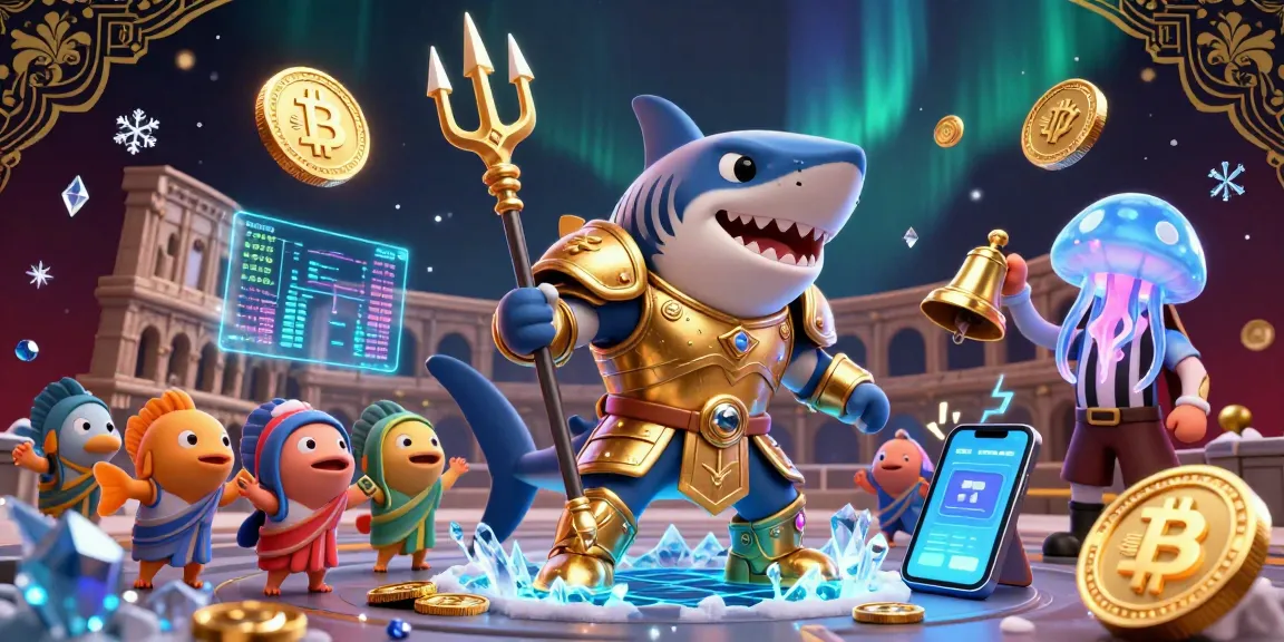 Exciting gameplay at go821 with a golden shark gladiator in an underwater casino arena.
