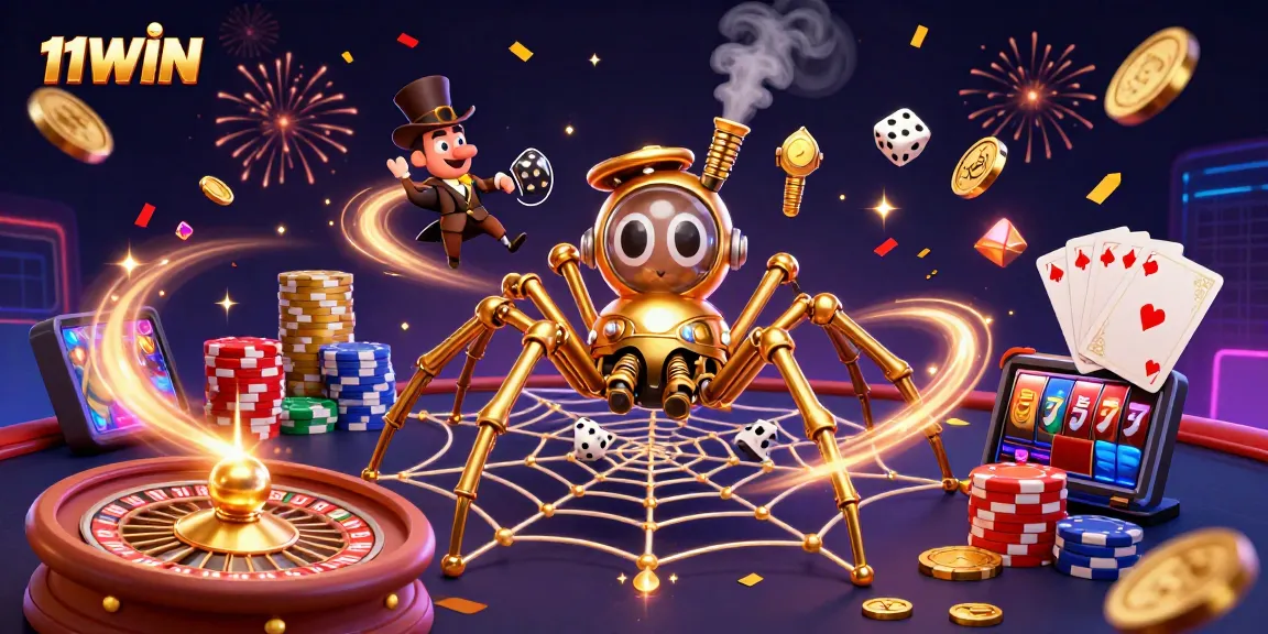 Experience thrilling gameplay at 11WIN with a steampunk-inspired casino scene featuring lively 3D characters.