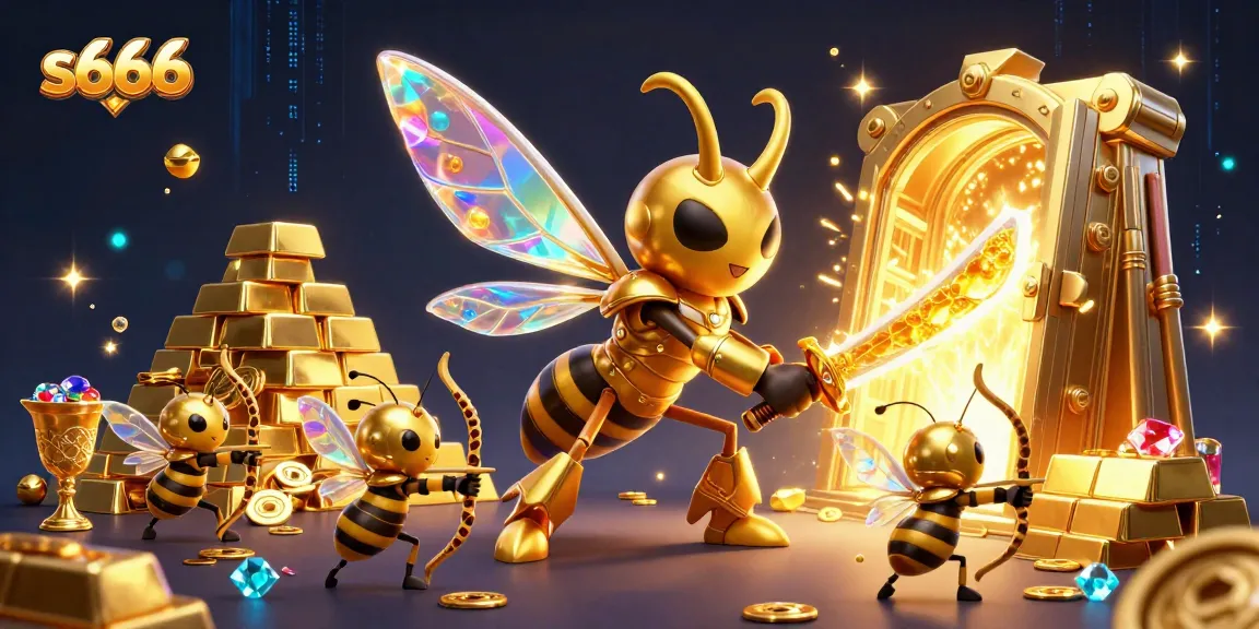 Experience thrilling gameplay with s666, featuring a golden hornet and treasures bursting from a vault.