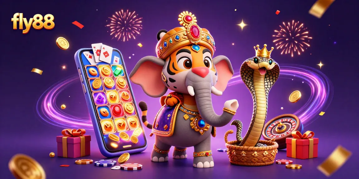 Experience thrilling gaming action at fly88 with vibrant slot games and festive visuals.