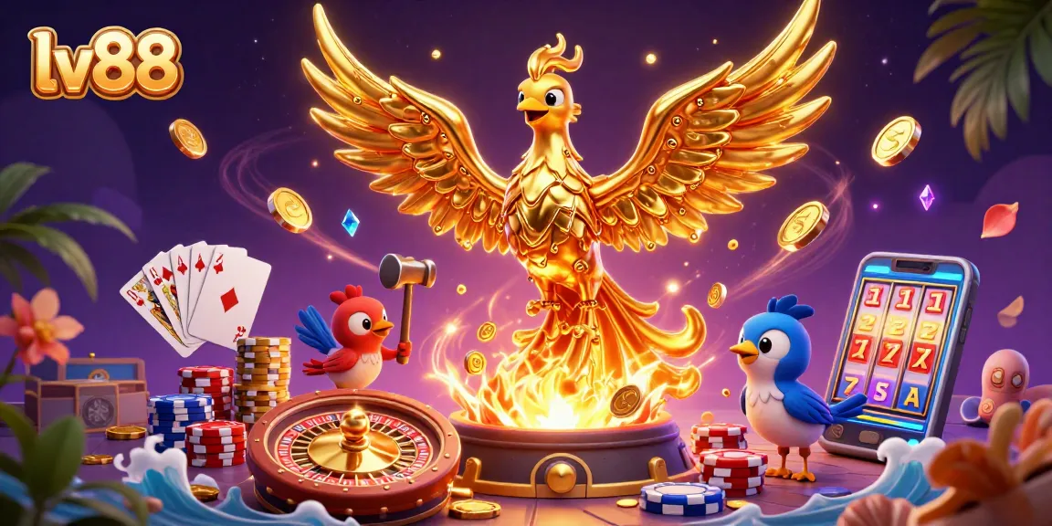 Experience thrilling games at lv88 with dynamic casino scenes filled with golden coins and excitement.