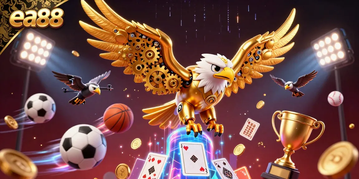 Experience thrilling gameplay at ea88 with a cybernetic eagle soaring through dynamic sports elements.