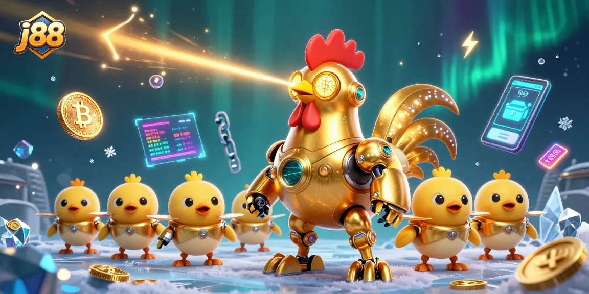 Experience vibrant j88 gaming with our unique golden rooster robot and baby chick drones.